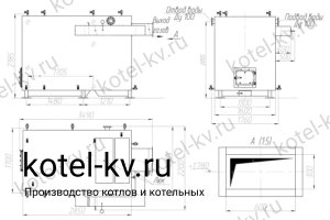 Котел КВр-1.16 без дымососа. Чертеж Котел КВр-1.16 без дымососа. Чертеж